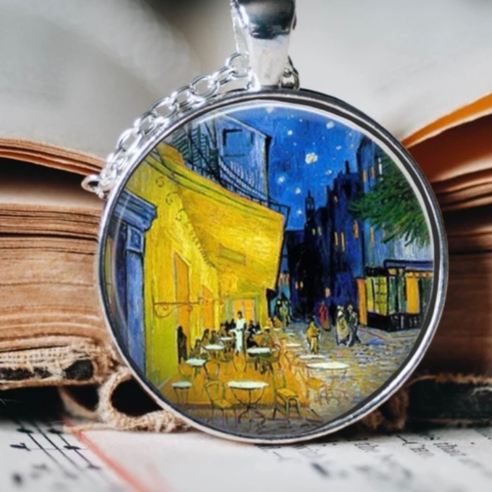 Van Gogh Cafe Terrace Pendant - Van Gogh Art Necklace